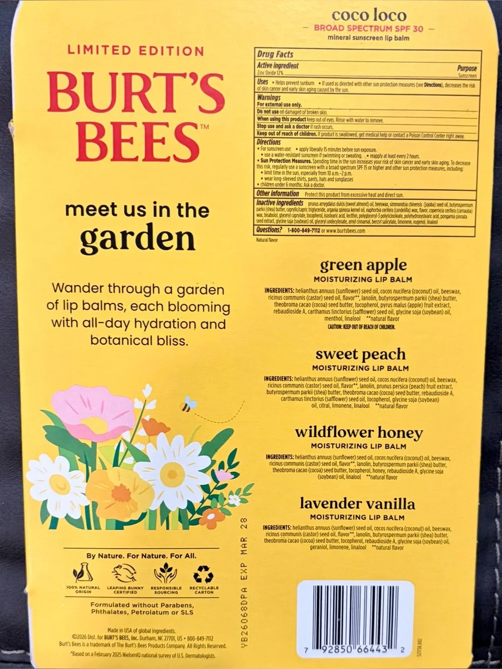 Burt’s Bee’s Lip Balm 10 Pack, Limited Ed ’’Meet Us In the Garden’, 0.15 oz each